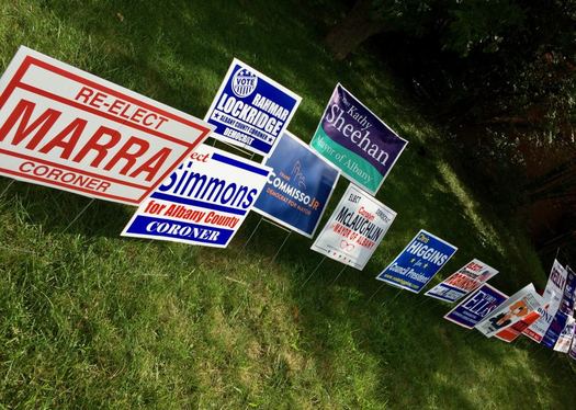 campaign yard signs Hackett Boulevard
