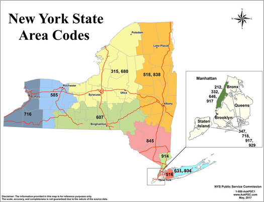 New York State area code map 2017