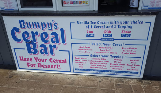 bumpys polar freeze cereal sundae menu