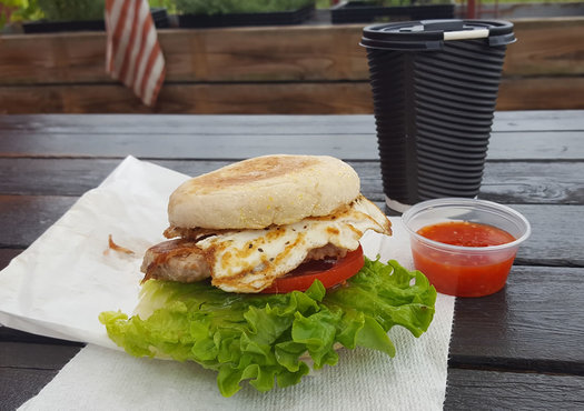 wren and rail breakfast sandwich
