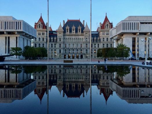 New York State Capitol with reflection