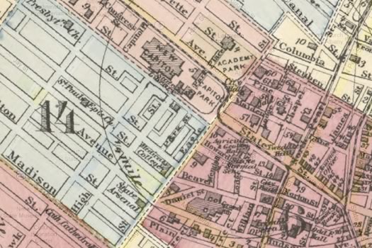 1877 map overlay Albany Albany Bagel Co