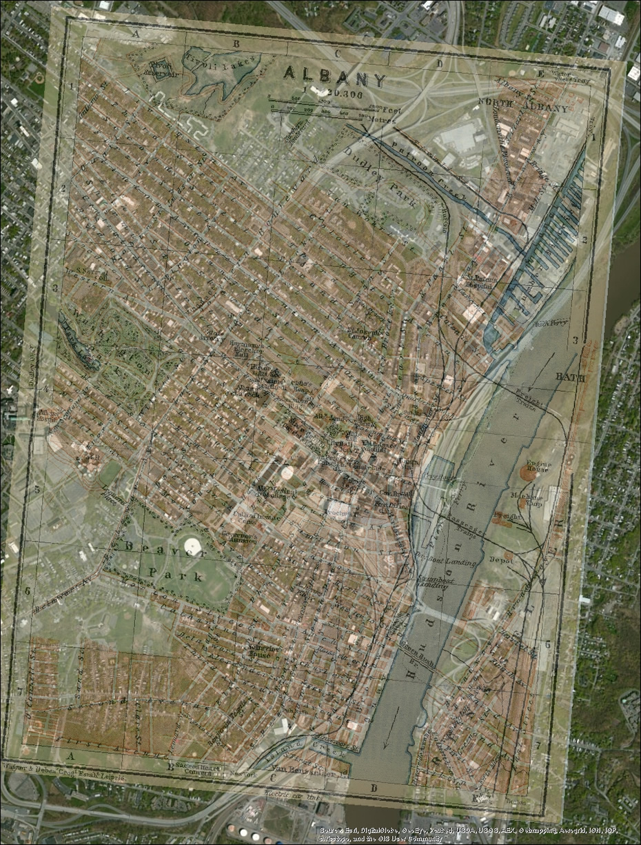 1910 City of Albany map overlay