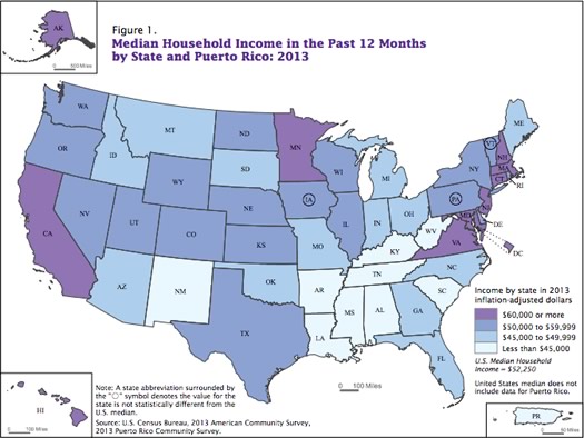 ACS2013 state median income map