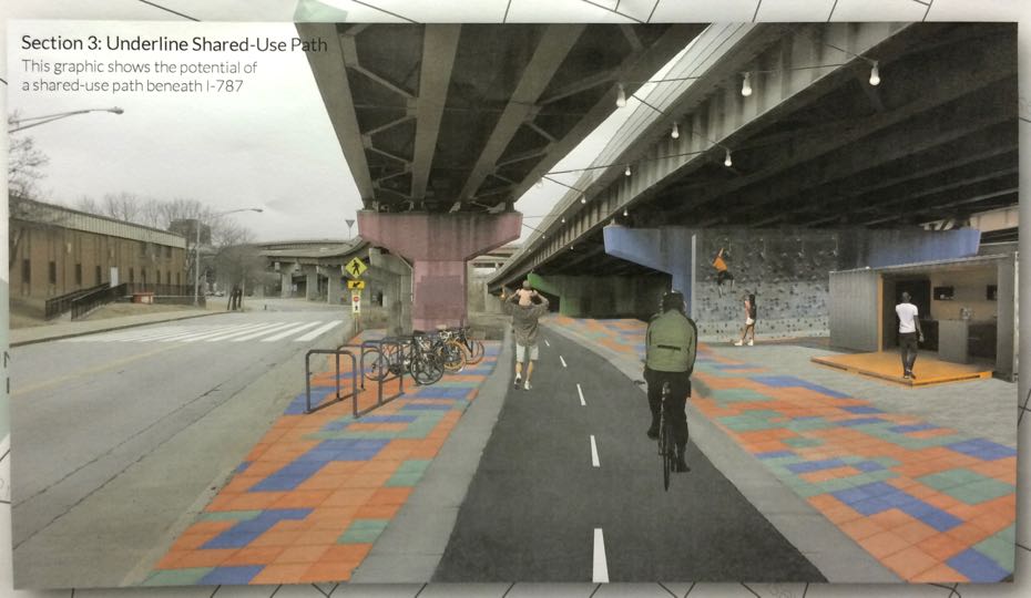 Albany waterfront connector route plan under 787 rendering