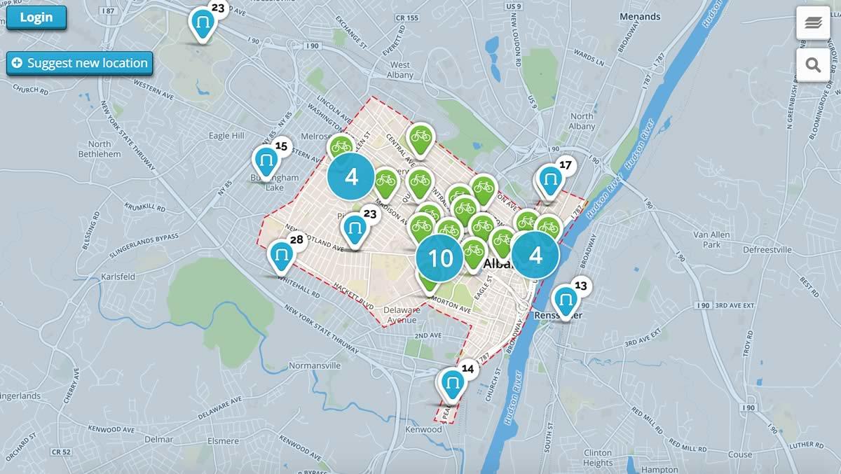 CDTA bike share station suggest map 2018-Jan