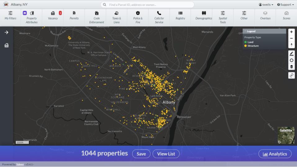 City of Albany Building Blocks Vacant Building map 2018-January screengrab