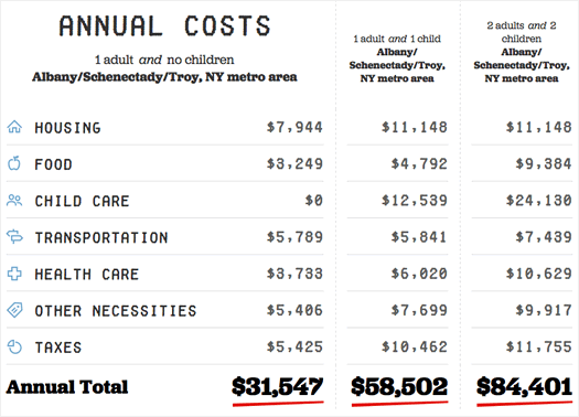 EPI family budget calculator Albany 2015