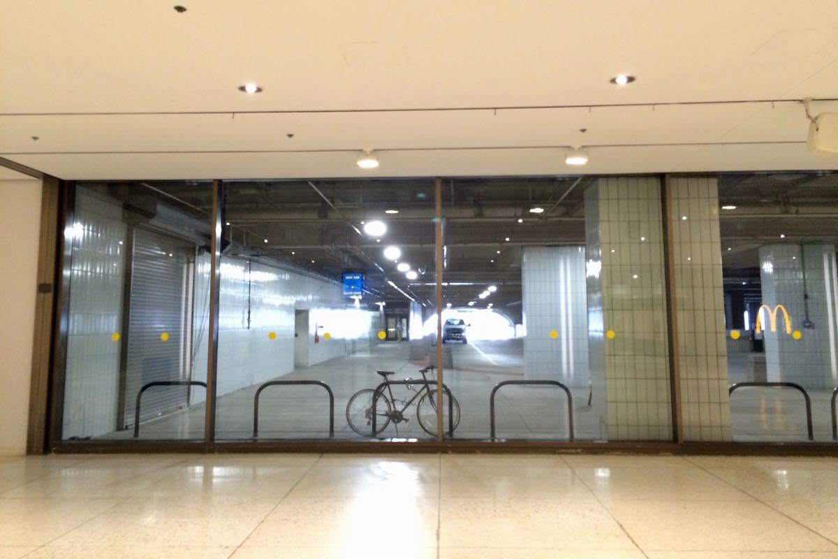 Empire State Plaza indoor bike parking from inside