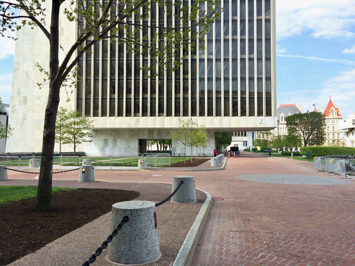 Empire State Plaza indoor bike parking plaza ramp start