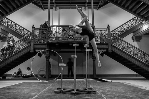 FAQ Circus Frear Atrium performer Nicky Faubert photo Doug Liebig