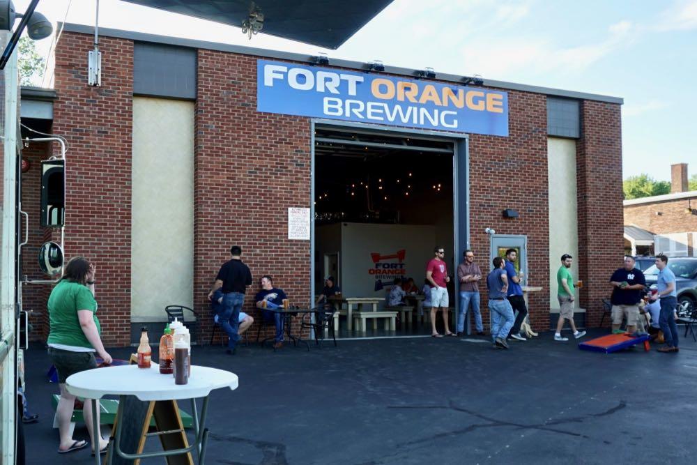 Fort Orange Brewing 2018-July exterior cornhole league