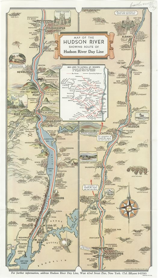 Hudson River Day Line poster map