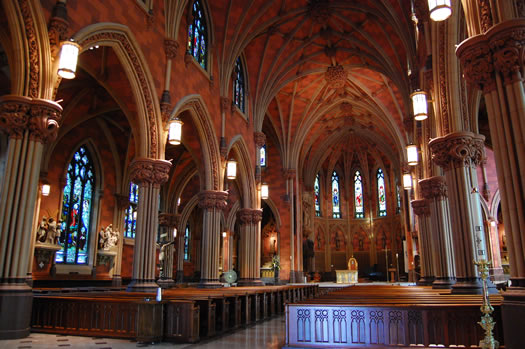 stained glass Immaculate Conception interior overview