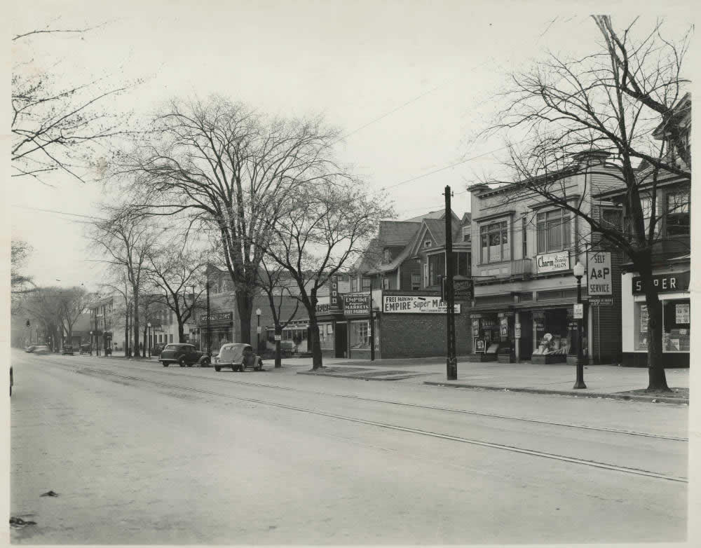 Madison Ave commercial strip near Allen Street maybe 1930s
