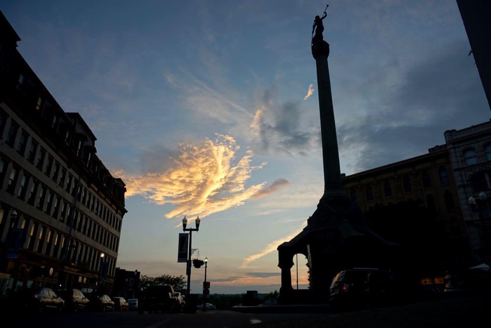 Monument Square Troy sunset 2018-06-18