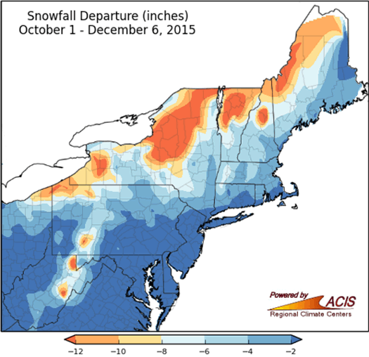 NRCC 2015 December 6 snowfall departure map