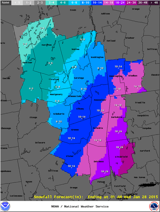 NWS Albany snow total forecast 2015-01-26