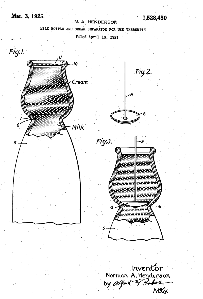 Norman A Henderson milk bottle patent