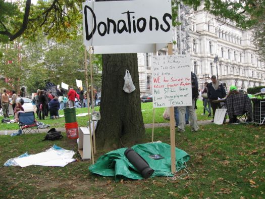 Occupy Albany 2011 donation hut.jpg