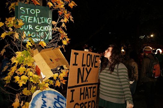 Occupy Albany 2011 stealing school money Bennett Campbell.jpg