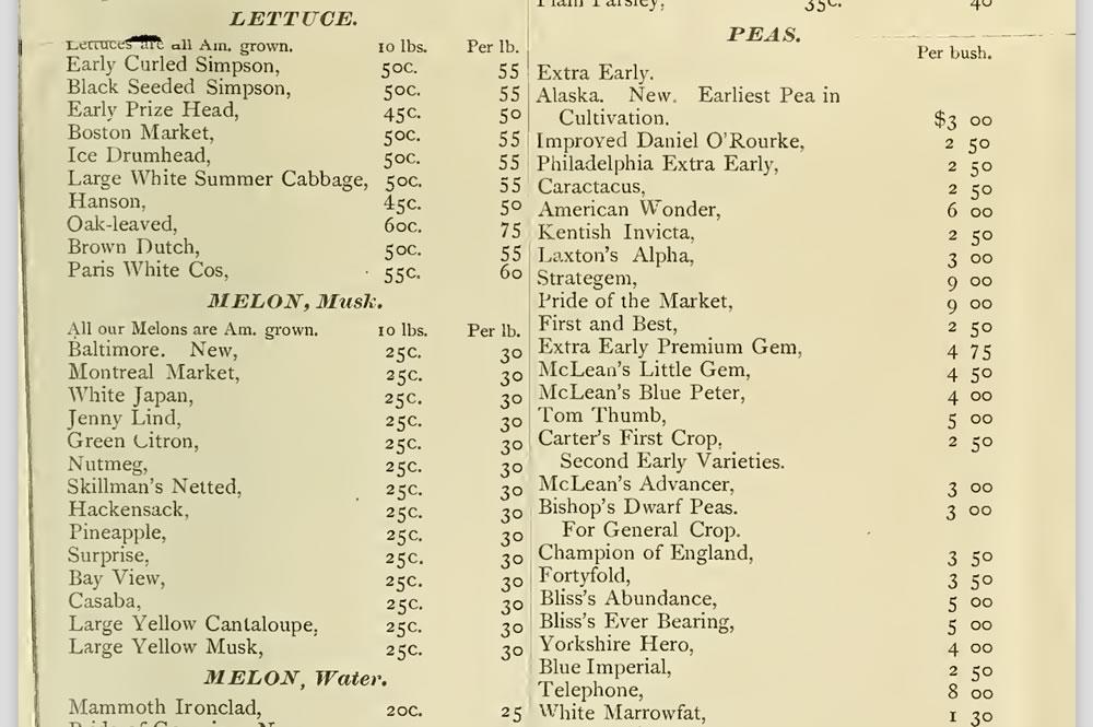 Shaker seed catalog clip varieties 1888