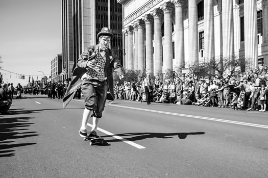 St Patricks Day 2012 parade leprechaun skateboard sebastien barre