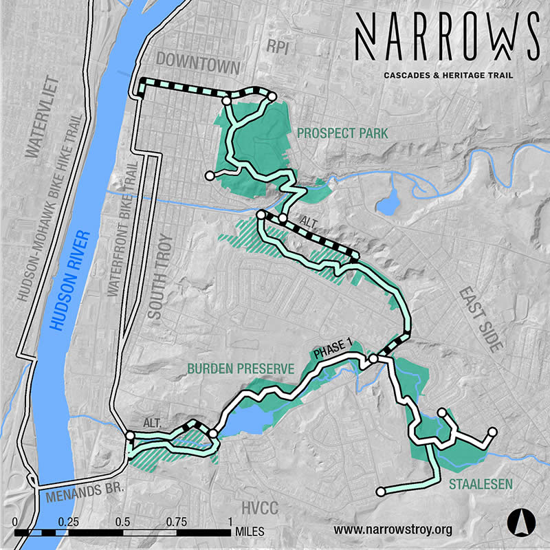 The Narrows Troy trail network map