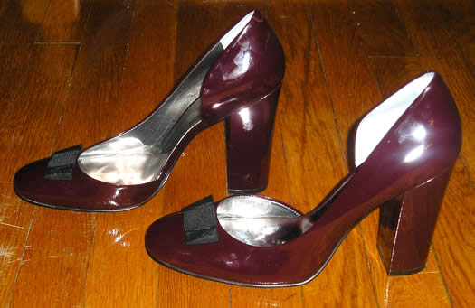 a pair of ruby red high heels