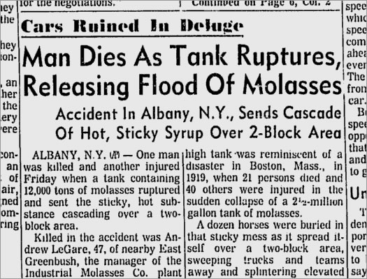 albany molasses spill 1968 article Toldeo Blade