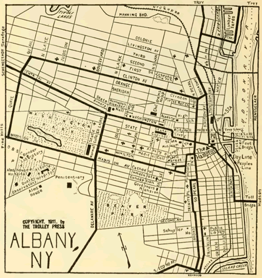 albany trolley map 1911