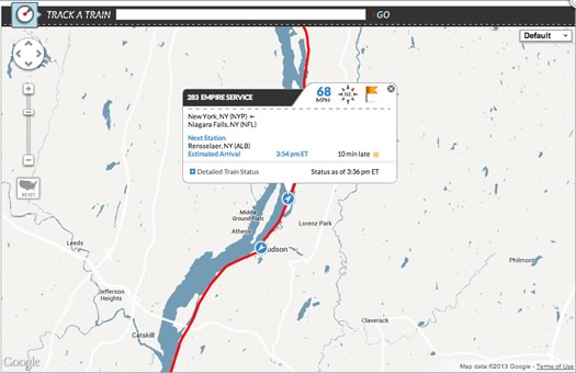 amtrak train tracker map screengrab