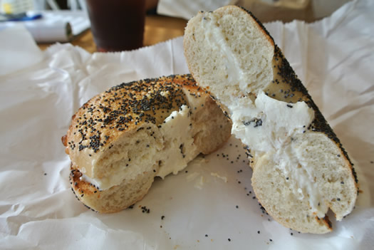 bagels and bakes bagel sliced