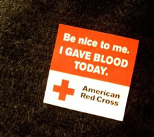 be nice I gave blood button