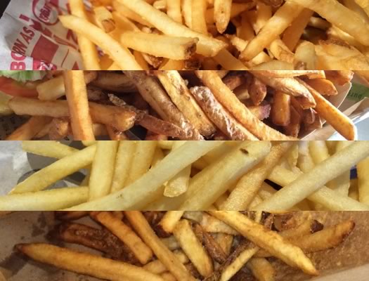 burger chain tasting fries composite