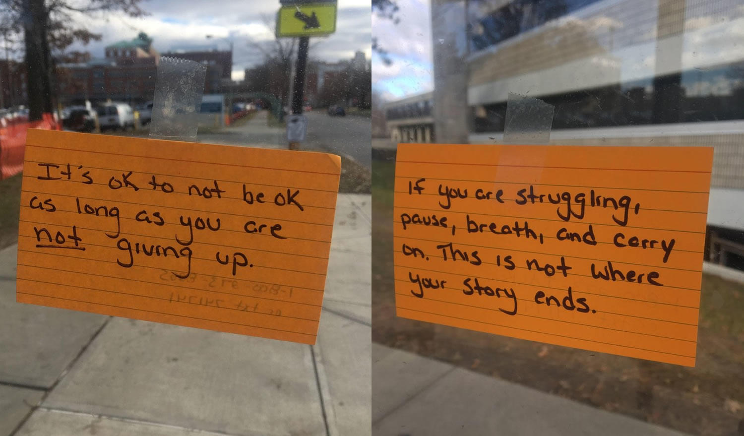 bus stop encouragement cards via Justin Devendorf