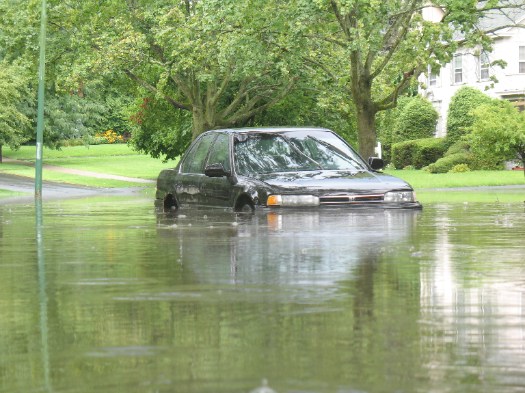 car submerged on Manning