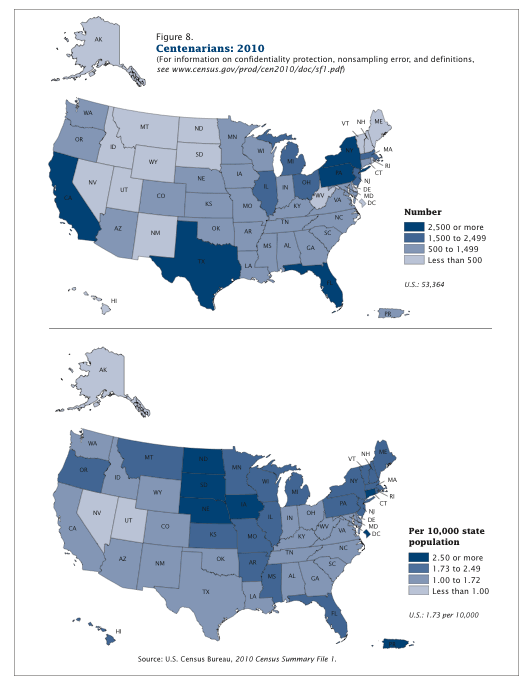 centenarians states census bureau