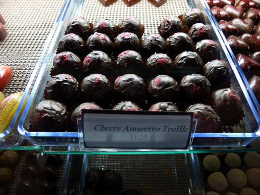 chocolate mill saratoga truffles in case