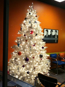 christmas tree in shop window