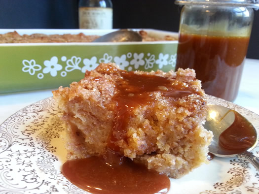 cider donut bread pudding serving