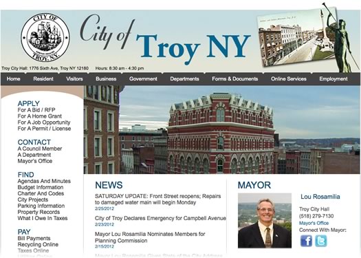 city of troy website screengrab