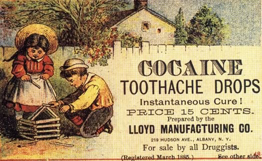 cocaine toothache drops ad 1885 lloyd manufacturing albany