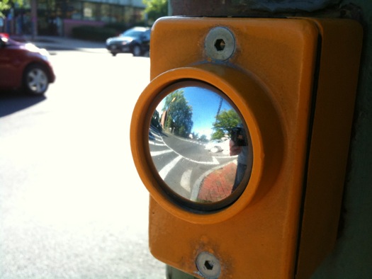 crosswalk button reflection