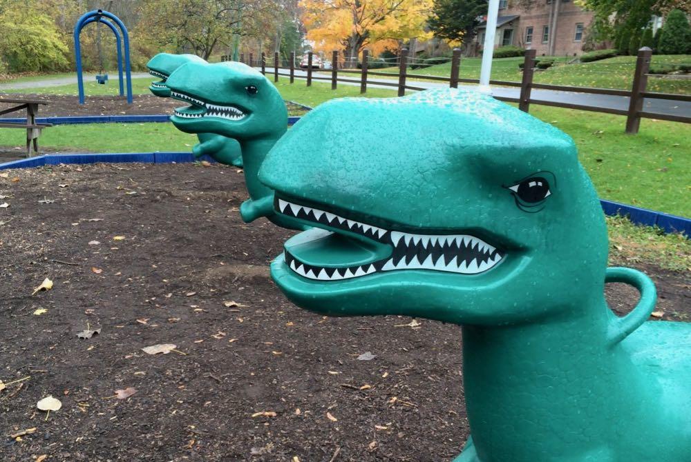 dinosaurs at old Buckingham Park playground