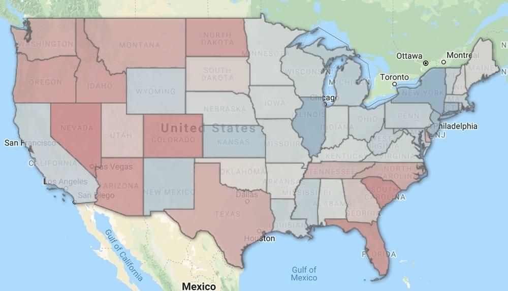 domestic migration by state population percentage