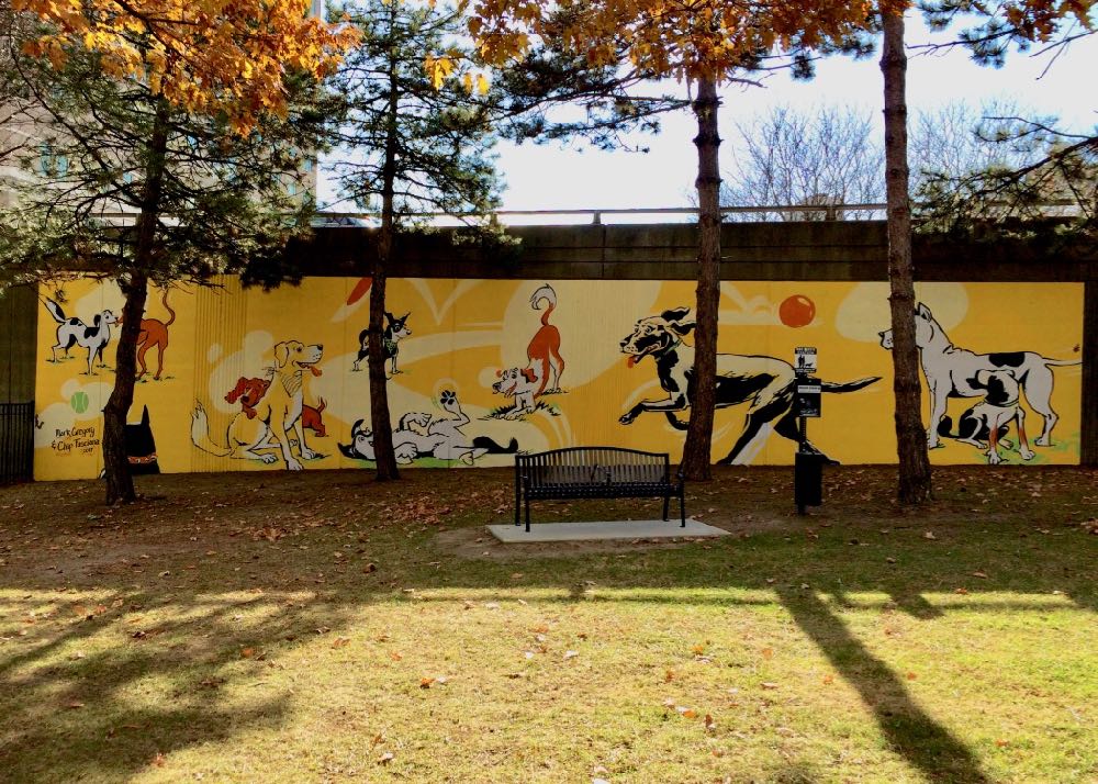 downtown Albany dog park mural