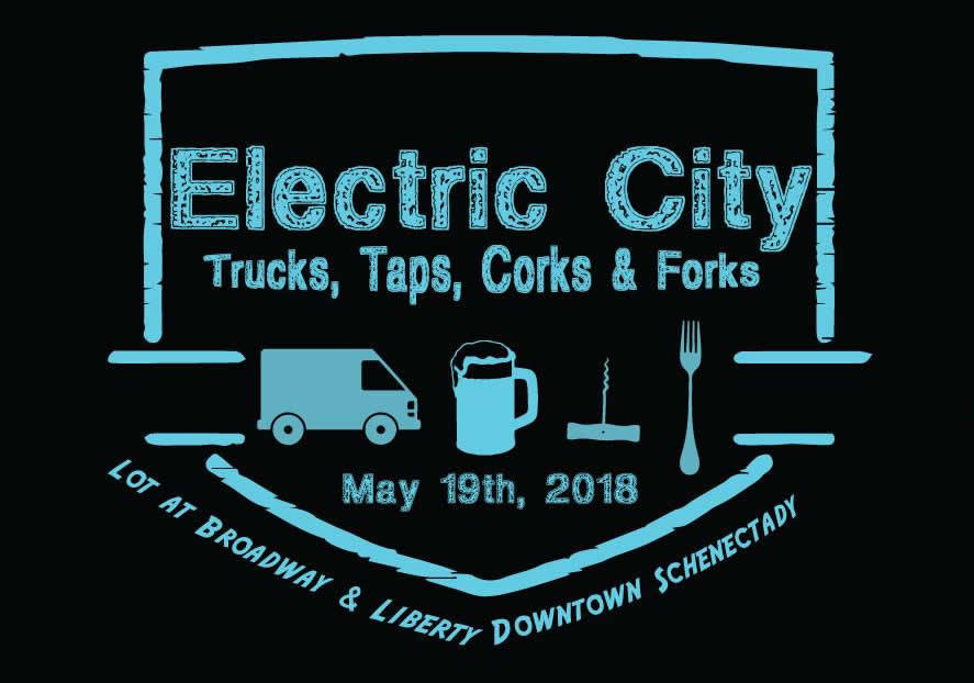 electric city trucks taps corks forks 2018 logo