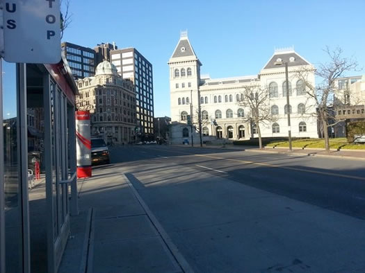empty Broadway downtown Albany