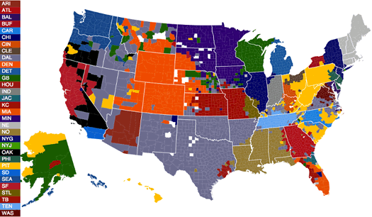 Bordentown, NJ is almost evenly split between Eagles and Giants supporters,  and represents the dividing line between fan bases.